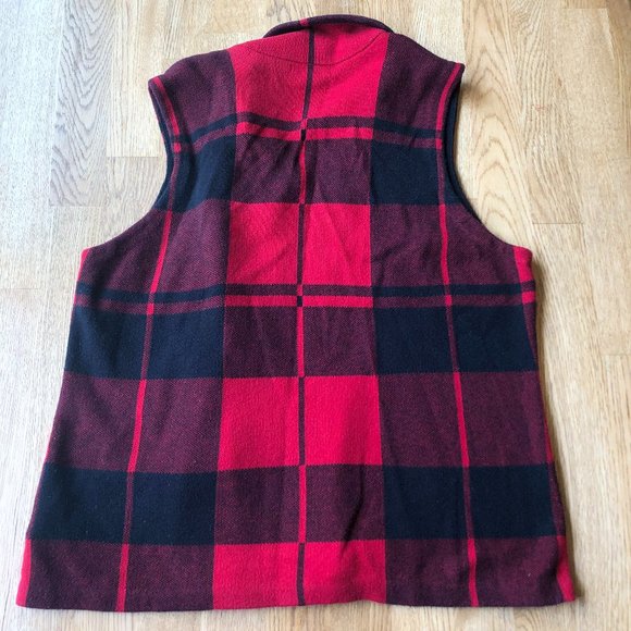 Chaps Asymmetrical Buffalo Plaid Vest Soft Cozy XL - Picture 6 of 9